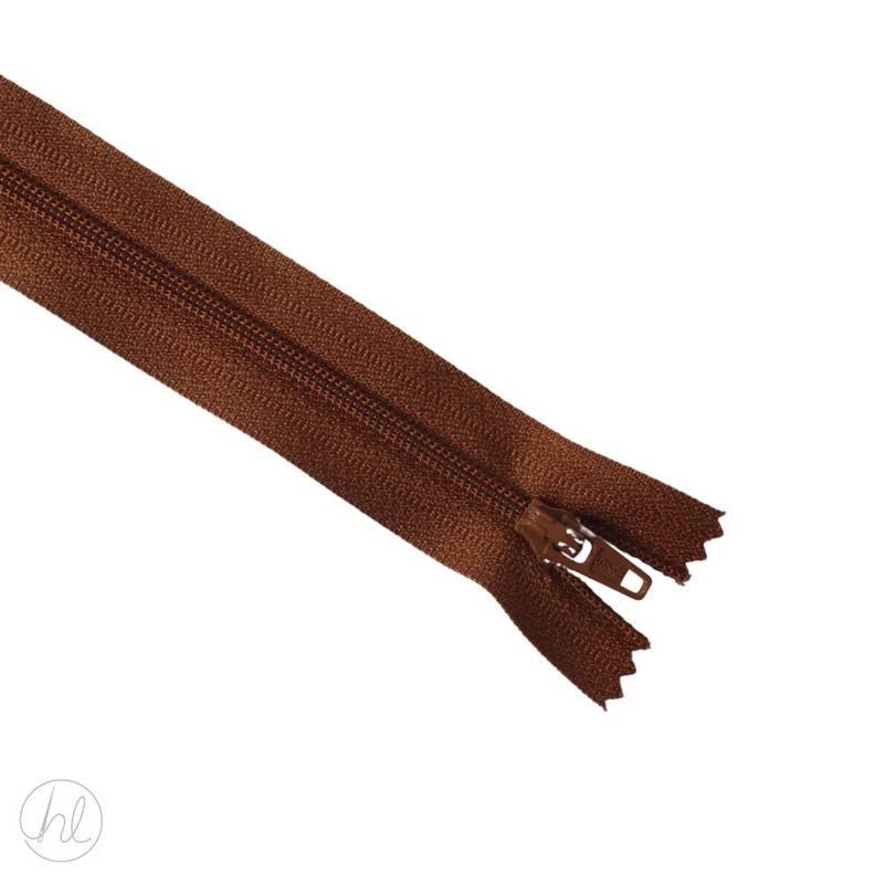 NYLON DRESS ZIPS L/BROWN 35CM