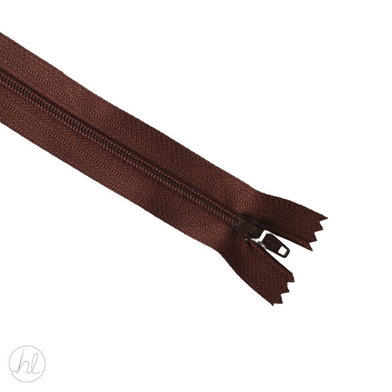 NYLON DRESS ZIPS MED/BROWN 40CM