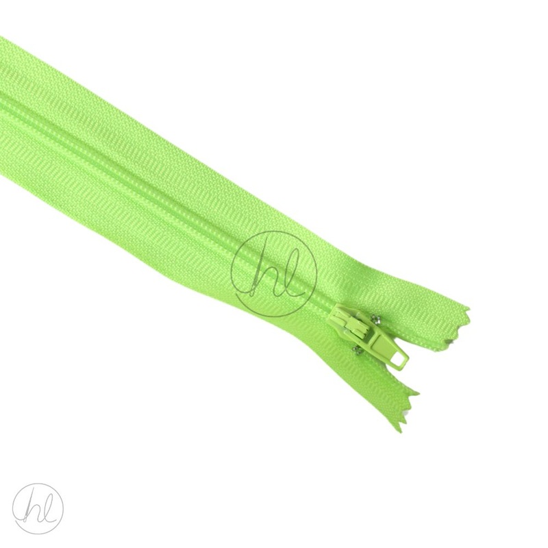 NYLON DRESS ZIPS NEON/GREEN 15CM