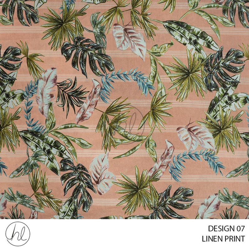 Linen Print Benita Lodo 51 Light Fawn Design 07 150cm Per M