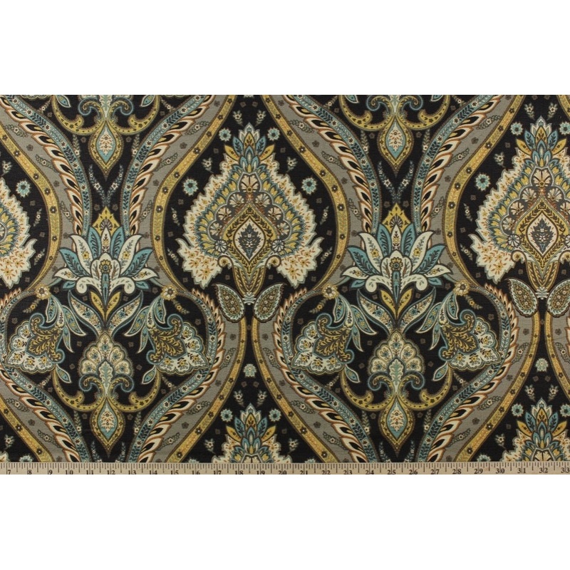 Mill Creek Beau Rivage Medallion Fabric in Black