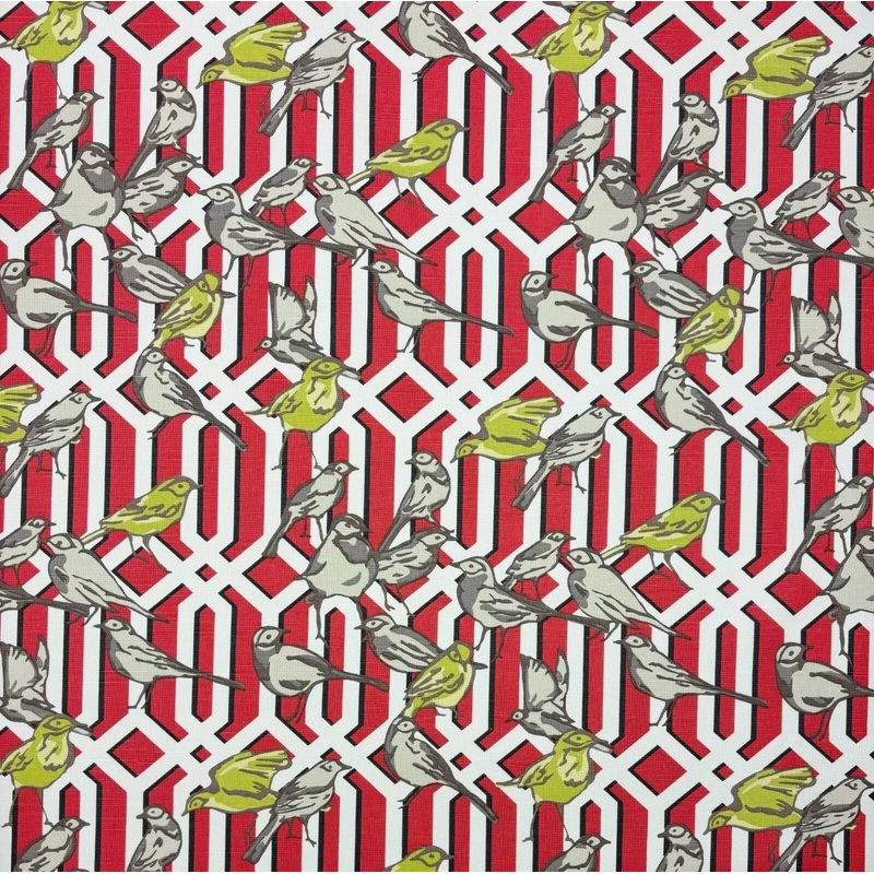 Robert Allen Aviary Trellis Fabric in Poppy
