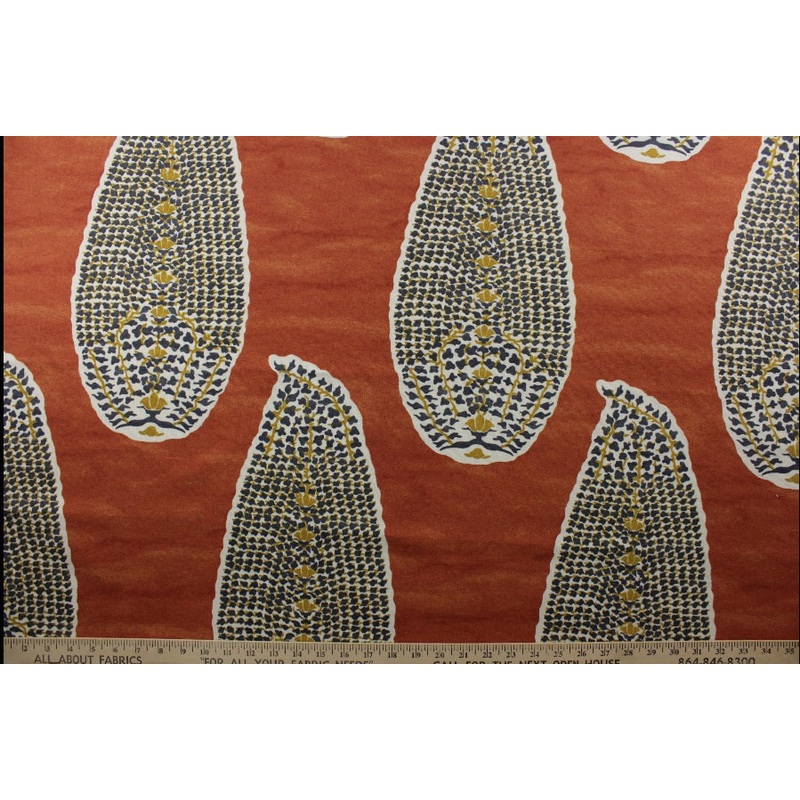 Robert Allen Paisley Stamp Fabric in Persimmon