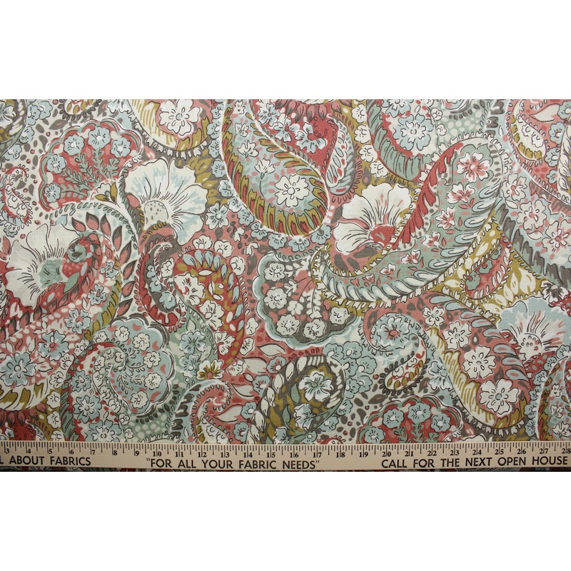 Robert Allen Zen Paisley Fabric in Coral