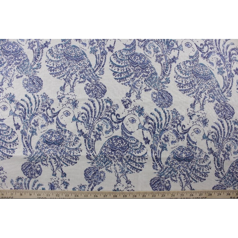 John Robshaw Ruwa Fabric in Blue for Duralee Fabrics