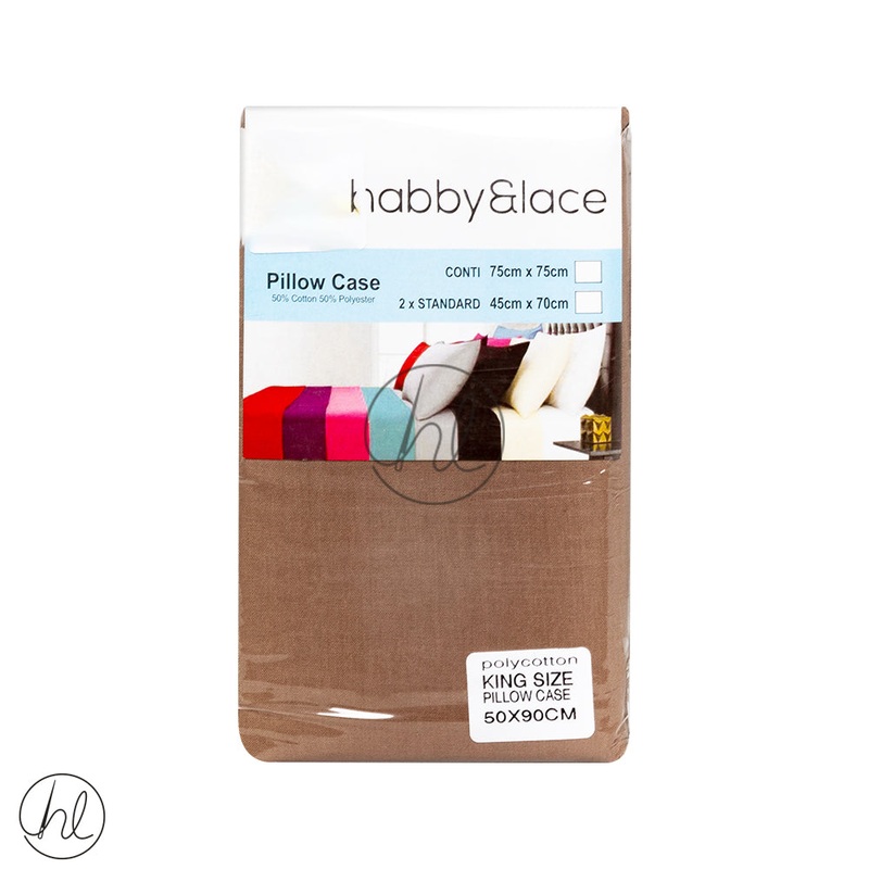 King Pillow CasesPolycotton Mocca 50x90cm