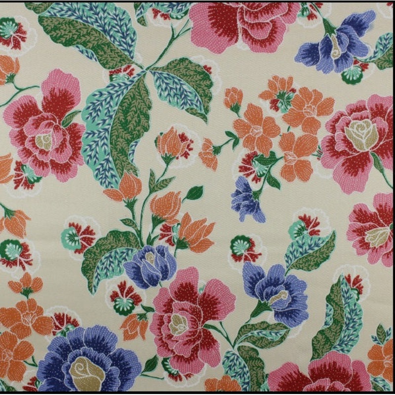 P/Kaufmann Dotted Floral Chintz Fabric in Cream