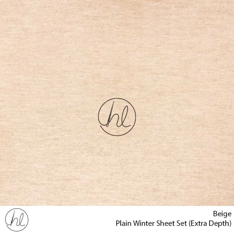 Plain Winter Sheet Set Extra Depth Beige Double