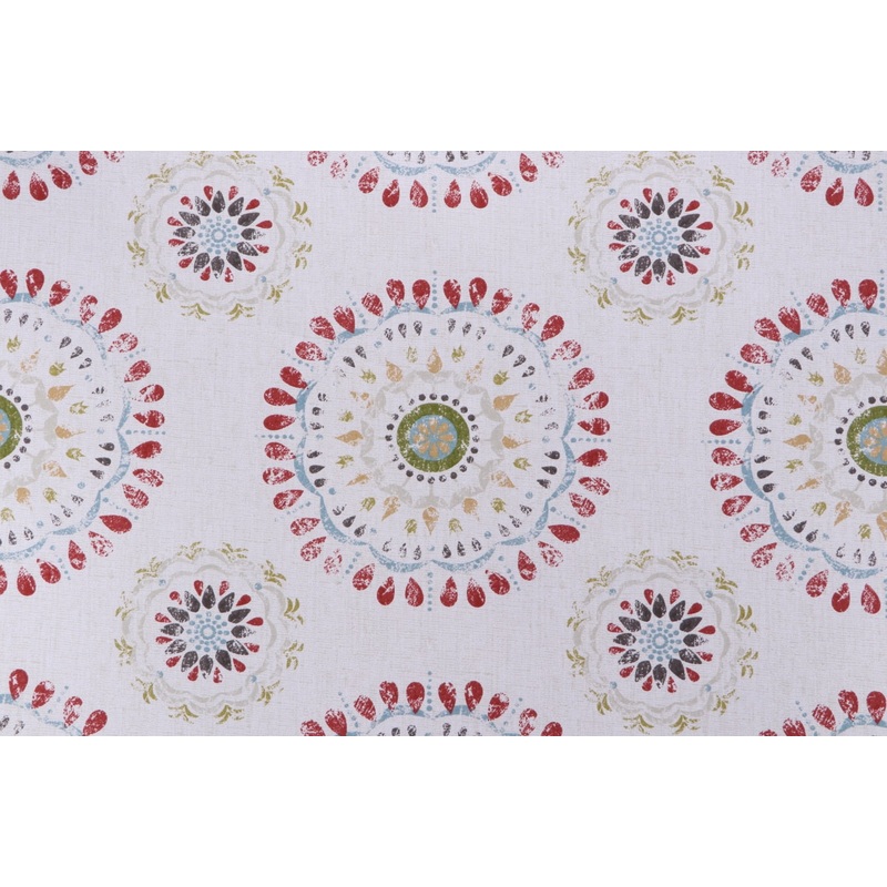 Robert Allen Whimsy Wheel Fabric in Coral