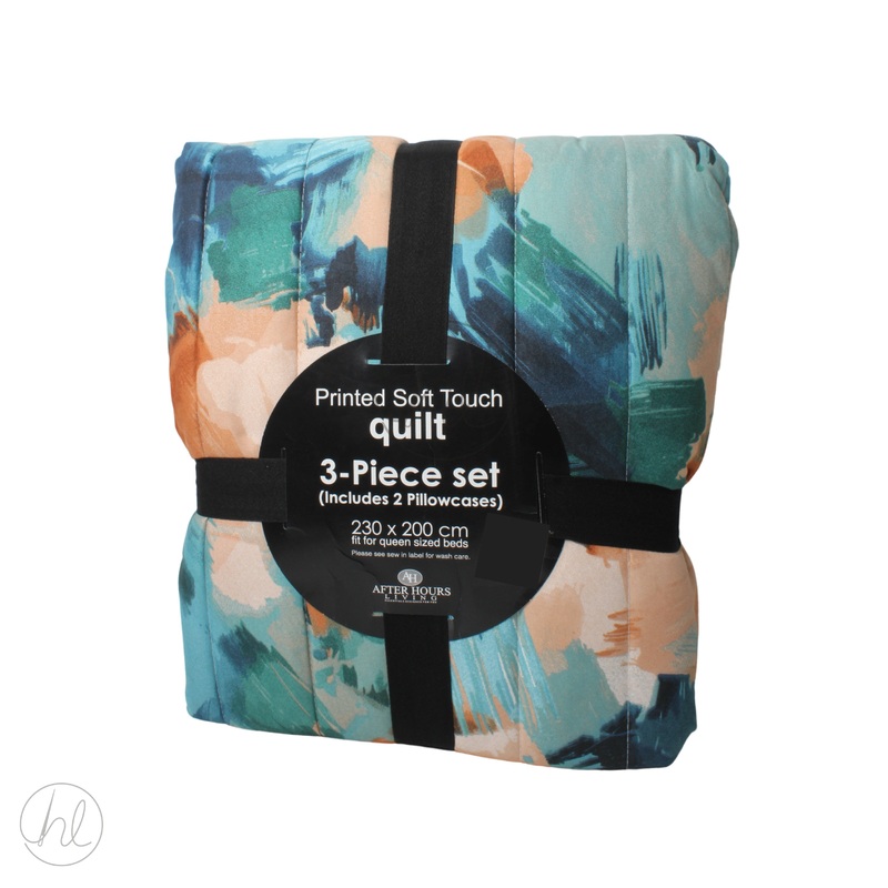 QUILT PEACH SKIN APEX 3PCE 230X200 FLORAL FREE