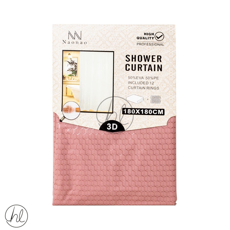 SHOWER CURTAIN ABY-4758 PINK 180X180CM