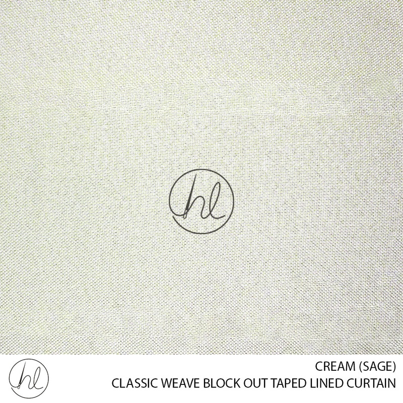TAPED LINED READY-MADE CURTAIN CLASSIC WEAVE BLOCK OUT CREAM SAGE 225X218CM