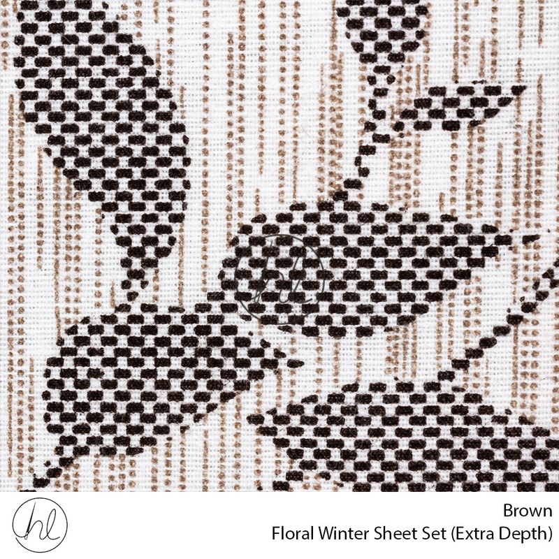 Floral Winter Sheet Set Extra Depth Brown Double
