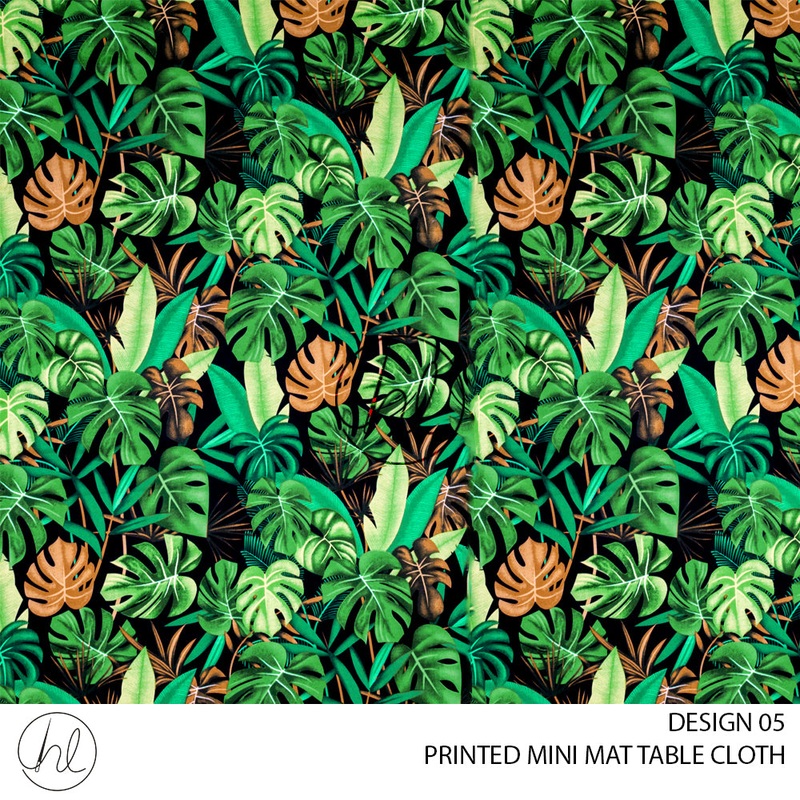 PRINTED MINI MATT TABLE CLOTH LJ BOTANICAL/BLACK 145X250