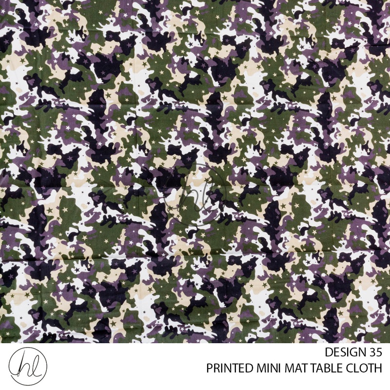 PRINTED MINI MATT TABLE CLOTH LJ GREEN/ARMY 145X250