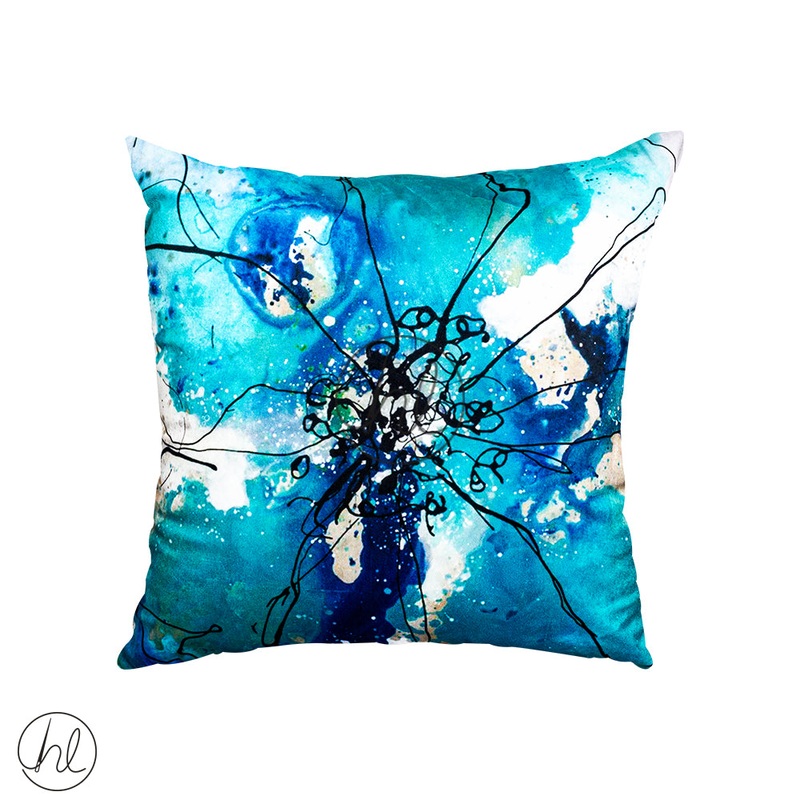 PRINTED SCATTER CUSHION DESIGN 21 AQUA 60X60CM