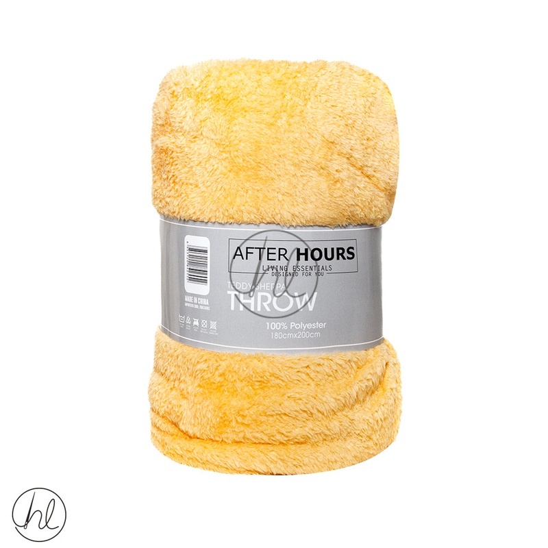 Sherpa Brushed Teddy Throw Yellow 180x200cm Buy 2 For 350