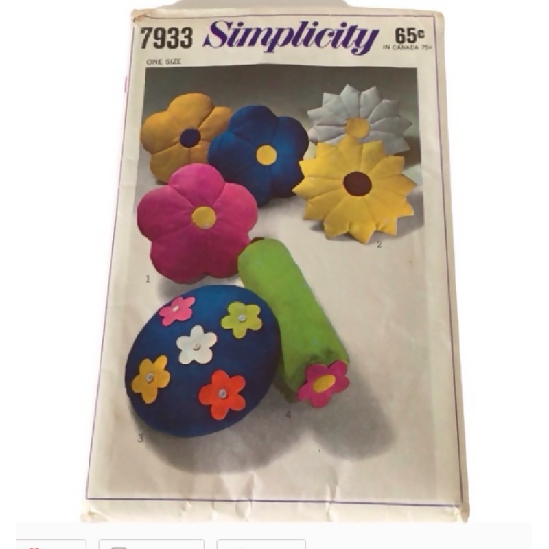 Simplicity Vintage sewing round pillow pattern