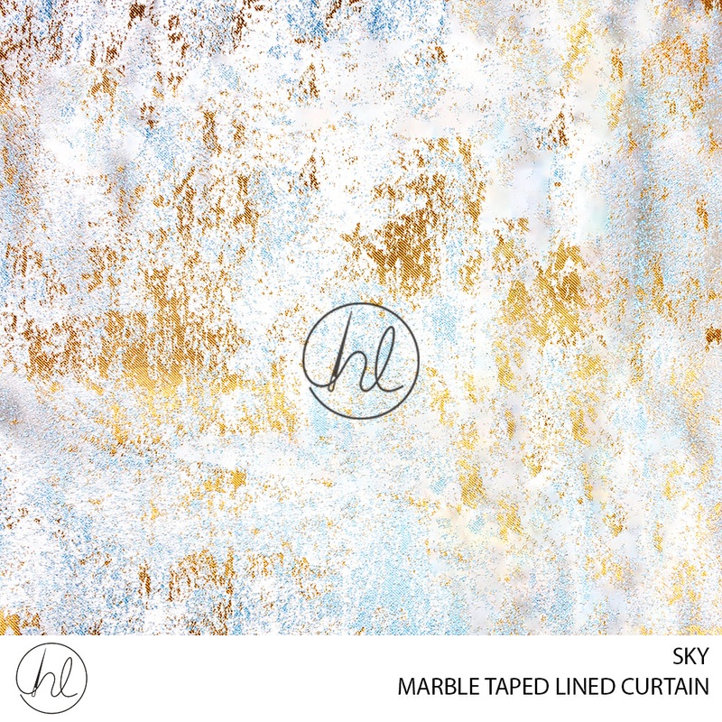 TAPED LINED READY-MADE CURTAIN MARBLE SKY 225X218CM