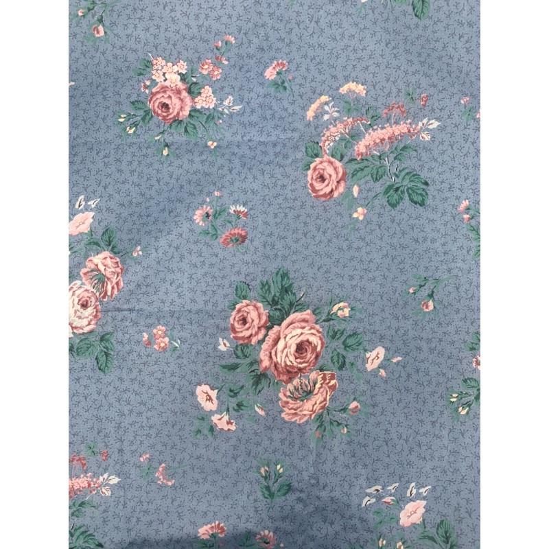 5th Avenue Designs Vintage 1988 Blue Pink Floral Scotchgard Chintz Fabric 2yrd x 55"