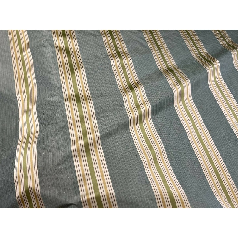 Faux Silk Teal/Green/Gold/Cream Sparkle Stripe Fabric