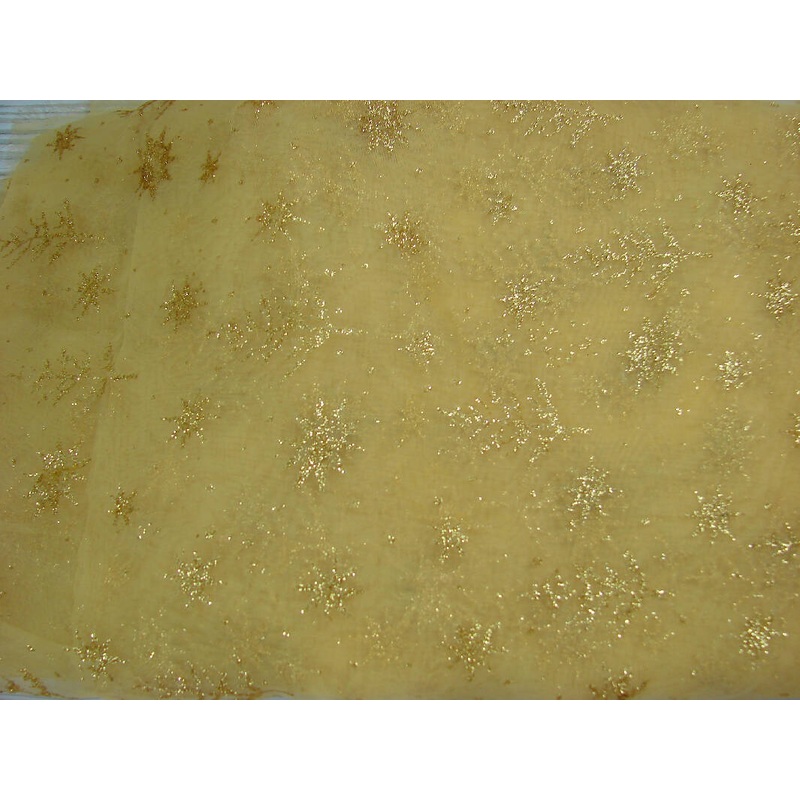 Gold Sheer Glitter Trees - Decor Fabric