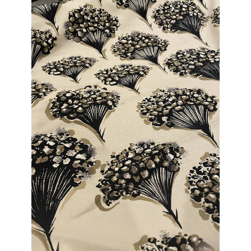 Home decor cotton floral black and beige 59" wide - 5 yards available