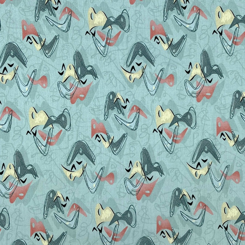 Robert Hoffman Teal Abstract Print Upholstery Cotton Woven - 3 Yds