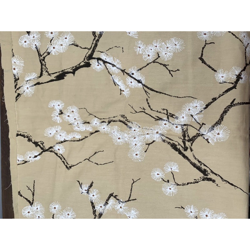 Vintage 1979 Pacific Fabric Printers Designs By Shoji Belge Asian Tree Branches
