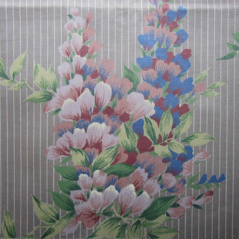 Vintage Decorator Screen Print Fabric, Floral Stripe, 56" Wide x 40"