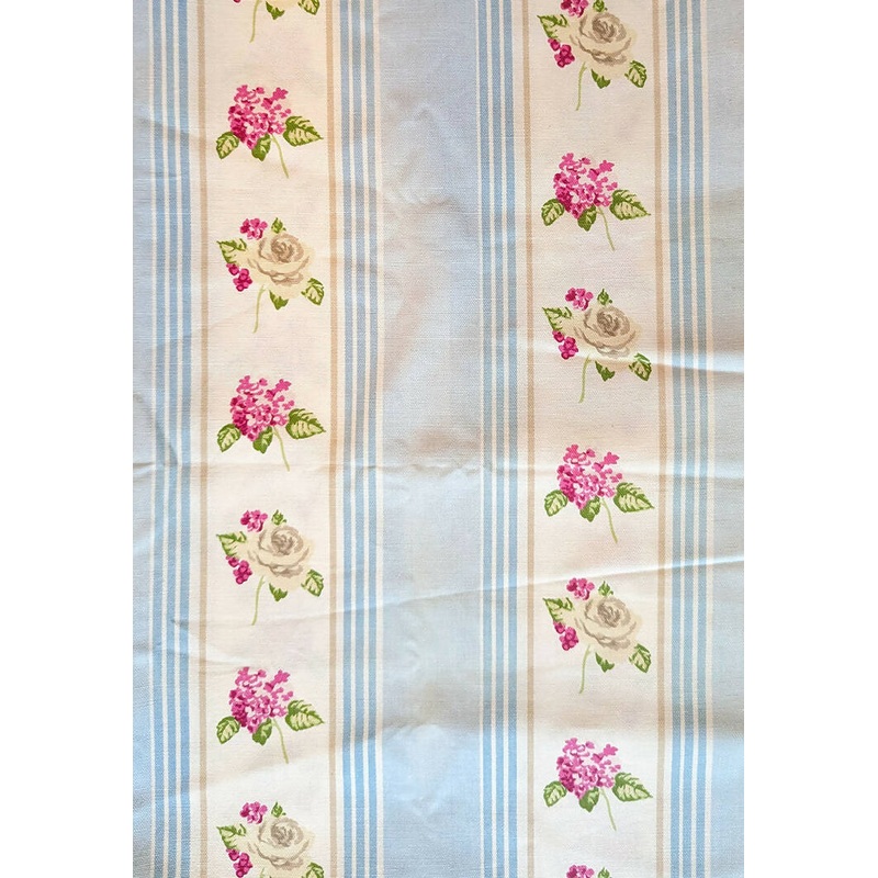 Vintage Florals Soft Canvas Fabric in Light Blue and Beige (23.5X55 in)