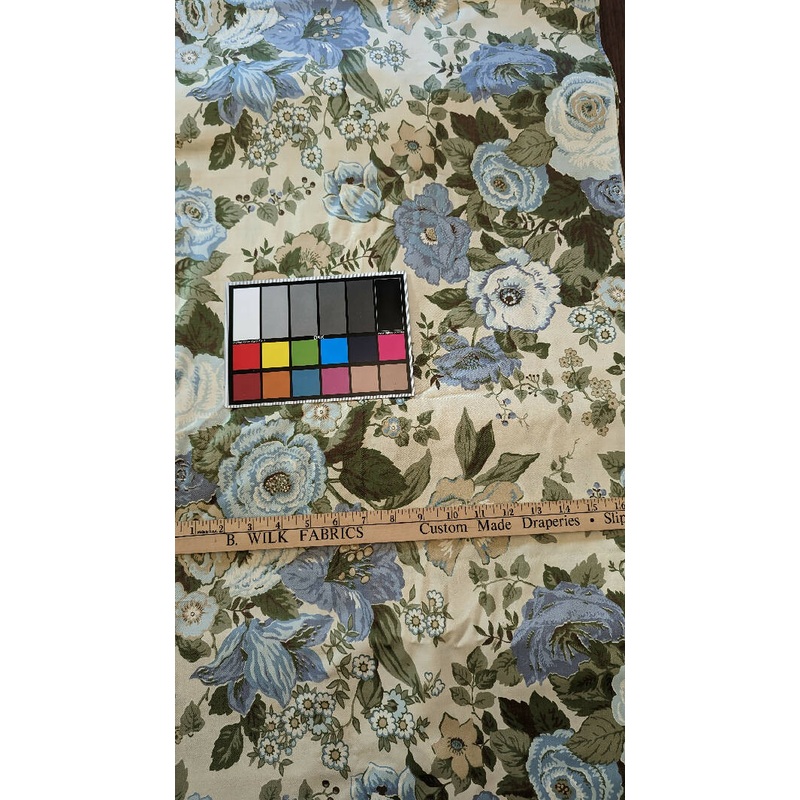 Vintage Ivory Floral Print Chintz Cotton Woven Fabric 36"W - 4 yds