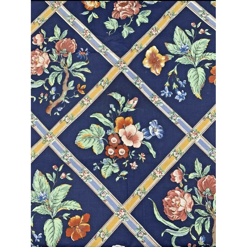 Vintage Jay Yang Carriage House Chintz Historic Charleston Reproductions Lattice 2 yards