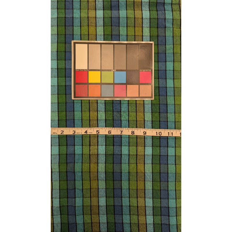 VTG Aqua/Green/Blue Yarn Dyed Check Print Twill Woven Fabric 36"W - 2 3/4 yds