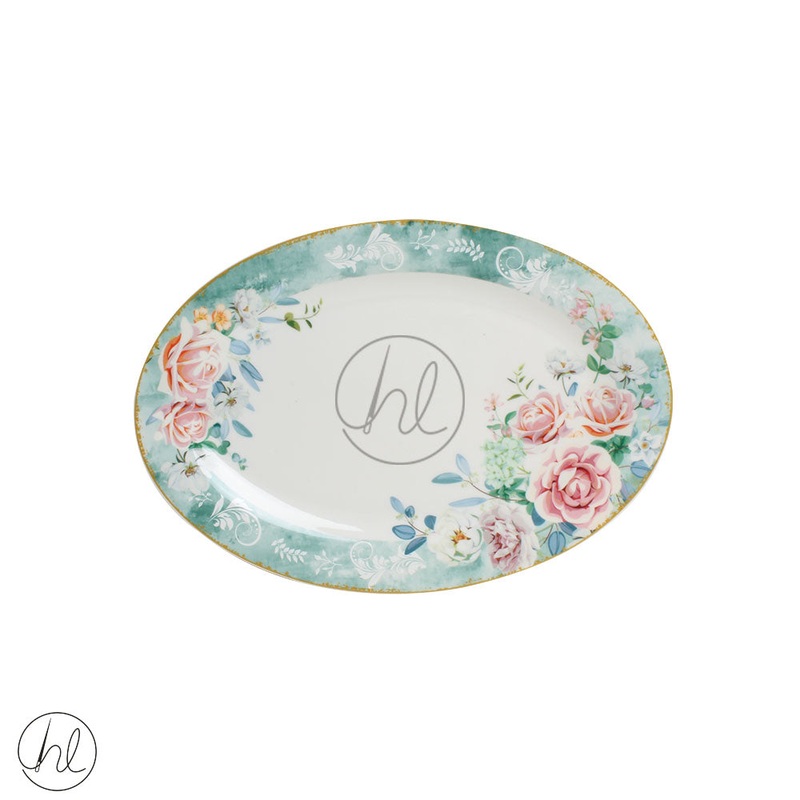 JENNA CLIFFORD GREEN FLORAL OVAL PLATTER JC-7119