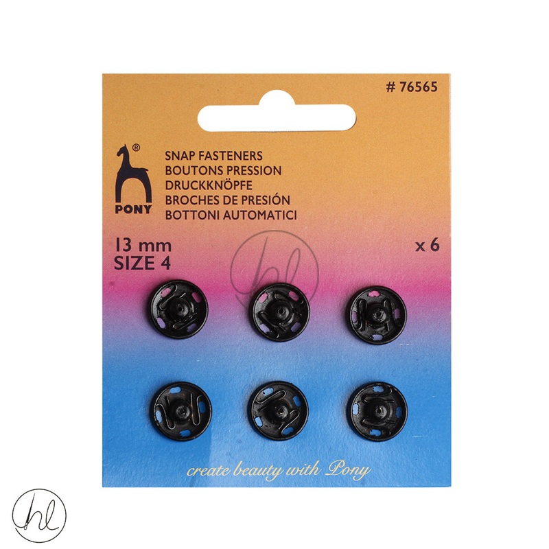 PONY PRESS STUDS 13MM BLACKPPS