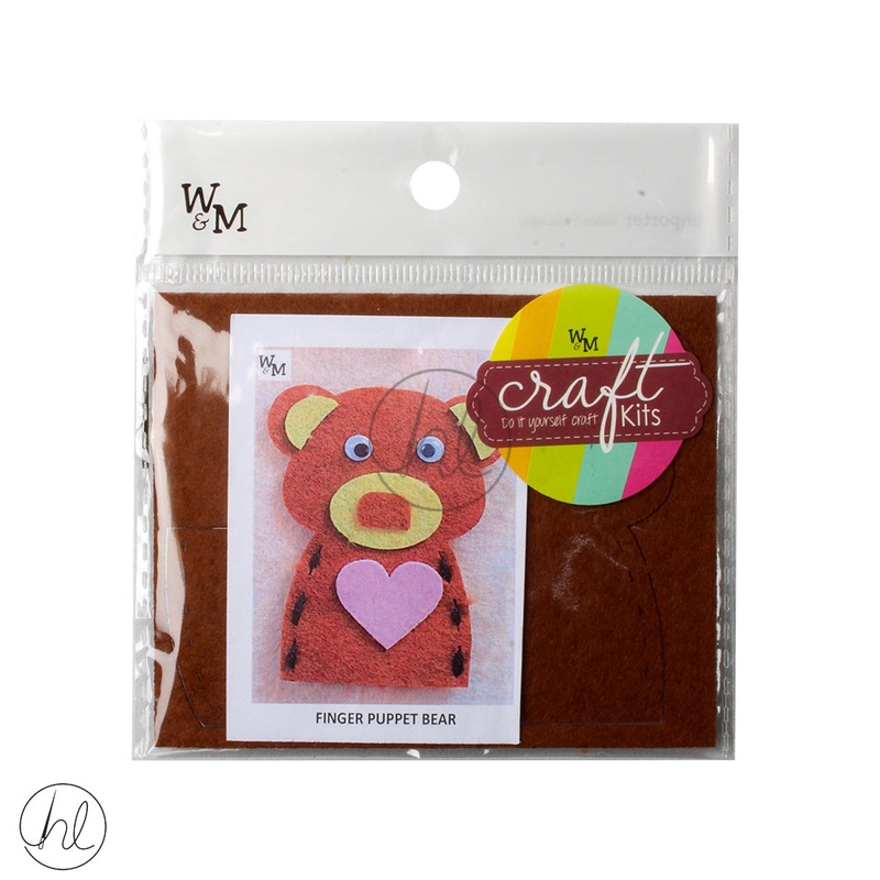 FELT CRAFT KIT PUPPET FINGET BEAR 118 CB3968