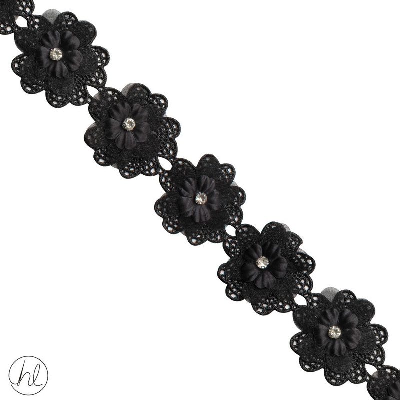 BEADED BRAIDS BLACK FT46 53MM PER M