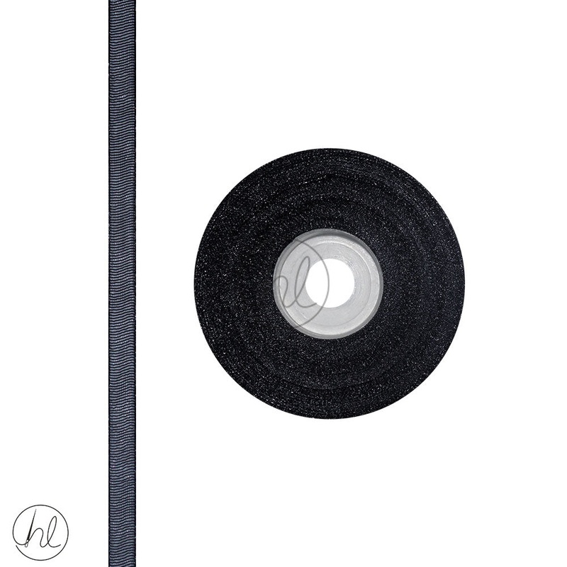 RIBBON ORGANZA BLACK 6MM 20M PER ROLL