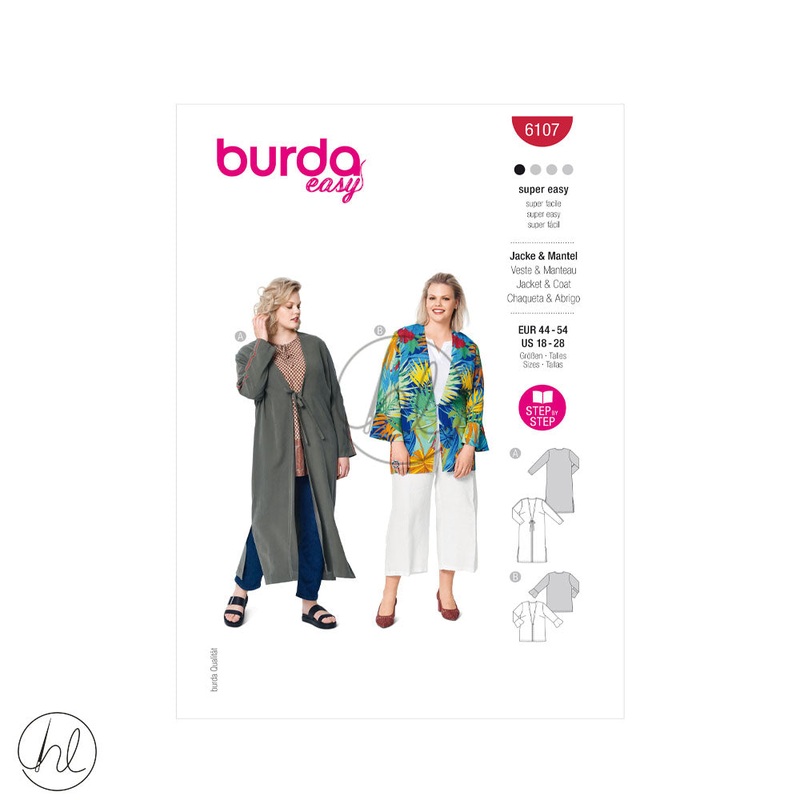 BURDA PATTERN  6107 RED US 18-28