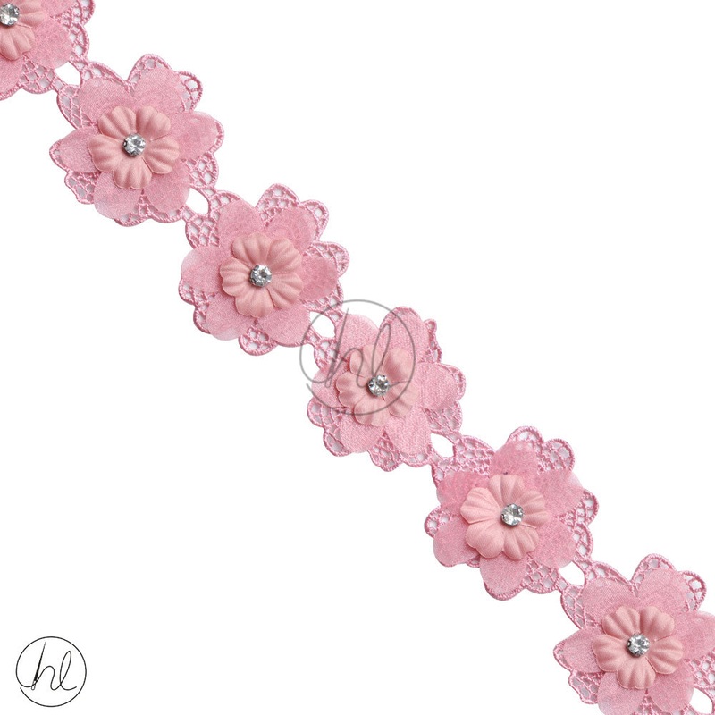 BEADED BRAIDS DUSTY PINK FT46 53MM PER M