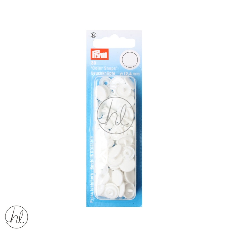 PRYM 30 COLOUR SNAP WHITE 12.4MM