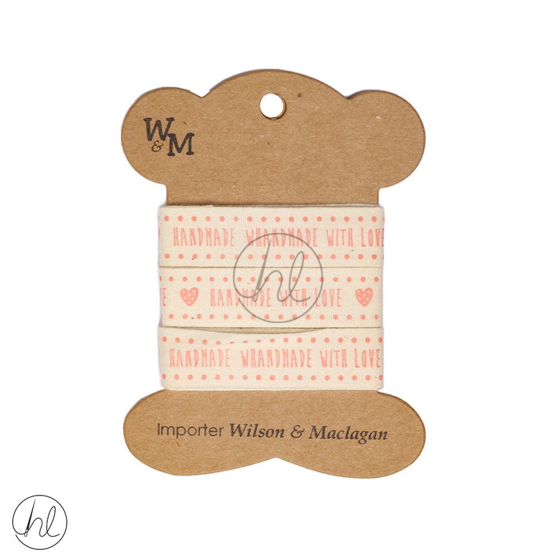 RIBBON HAND MADE WITH LOVE CB3436 2M PER PACK