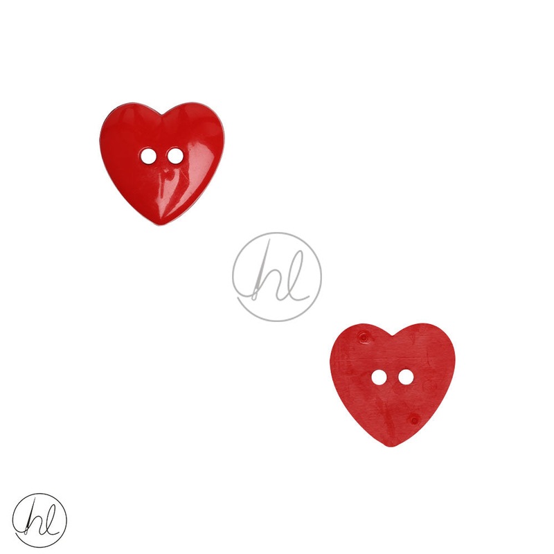 HEART BUTTON RED 23MM HEARTS