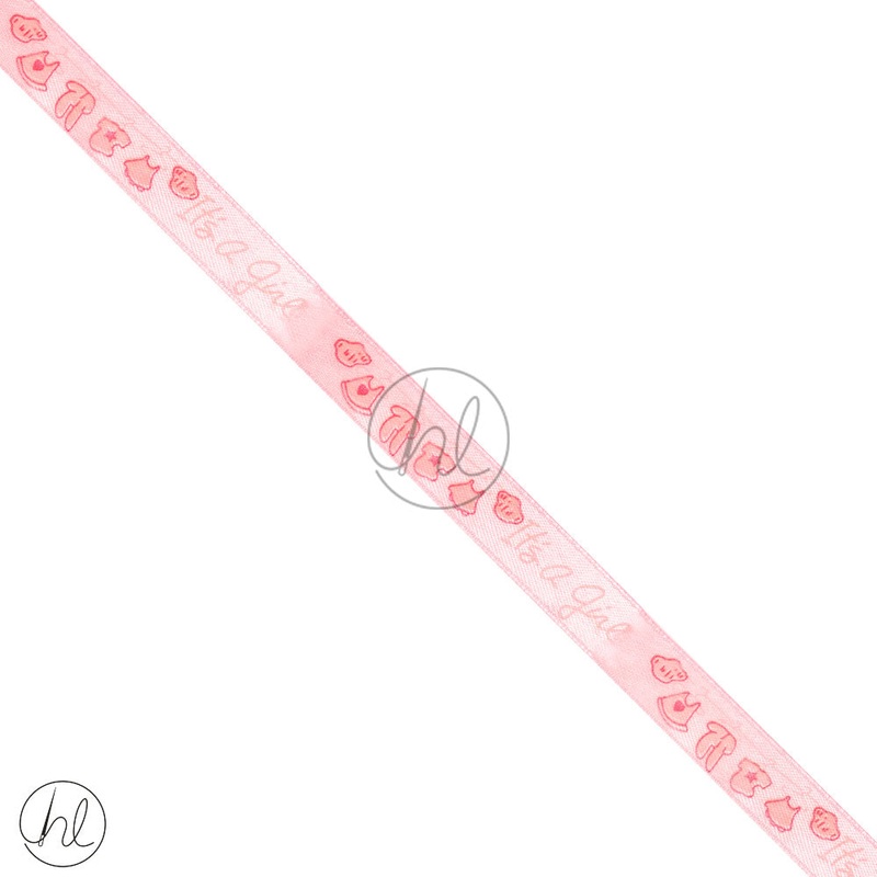 ASSORTED RIBBON ITS A GIRL PINK 18MM PER M