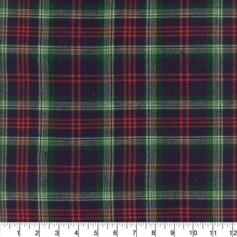 Textile Creations Cotton Flannel Plaid navy, red, green Windstar WN 066