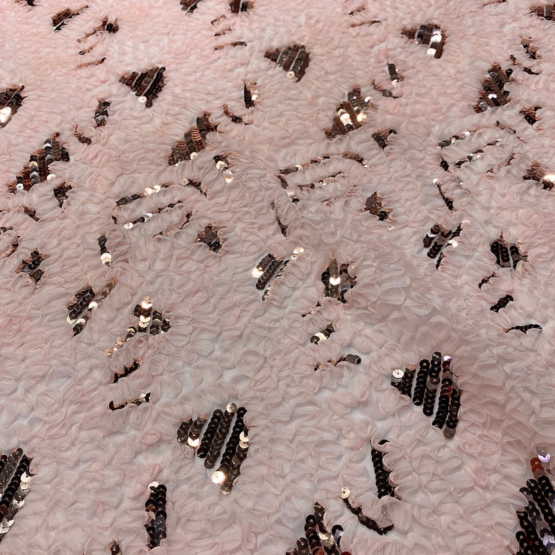 Zenya Sequins Wholesale Fabric in Blush