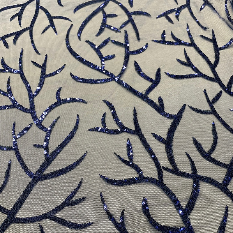 Brooks Sequins Wholesale Fabric in Navy