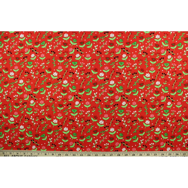 Fabric Editions Floral Christmas in Red 18202