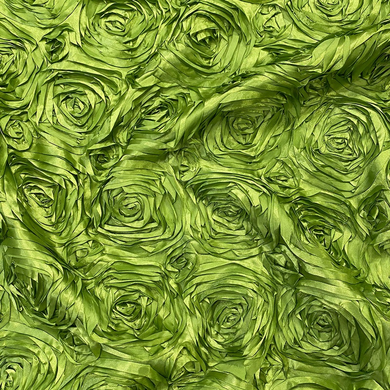 Rose Satin (3D) Wholesale Fabric in Lime